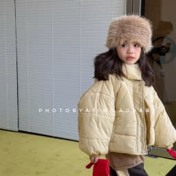 2025 Winter New Children Solid Down Jacket Boys Girls Long Sleeve Cotton Padded Jacket Kids Baby Thick Warm Hooded Coat