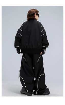 4-18 girls boys black Hip Hop Jazz Street Dance costume Set Zipper jacket wide-leg pants High neck T-shirt child clothes outfits