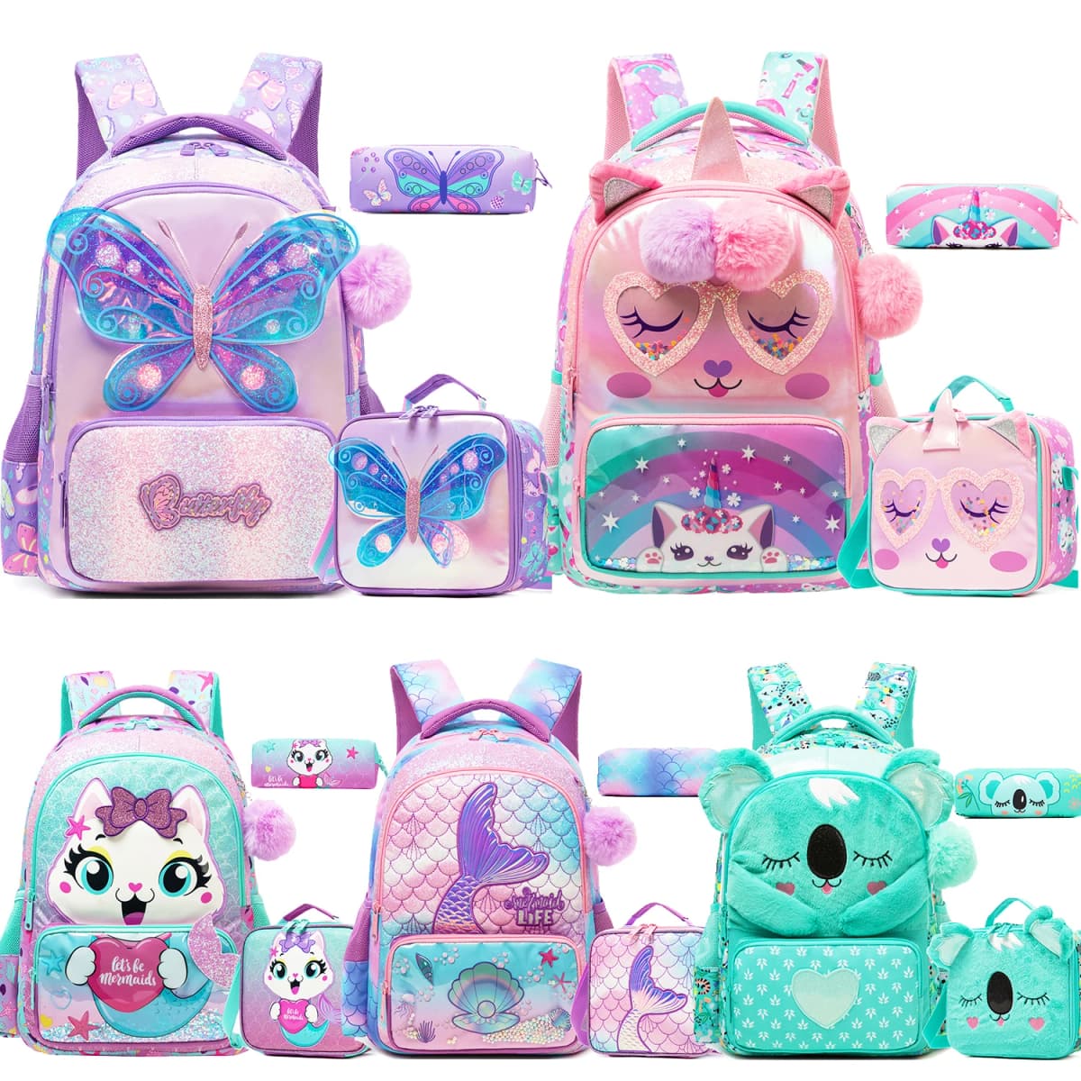 Kids School Backpacks for Girls Boys Backpack with Lunch Bag for Elmentary Students