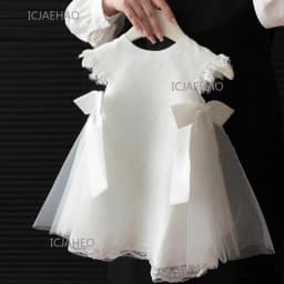 Party Dresses Baby Girl Princess Lace Dress Birthday Children Clothes Bow Infant White Baptism Vestido Toddler Girls Wedding