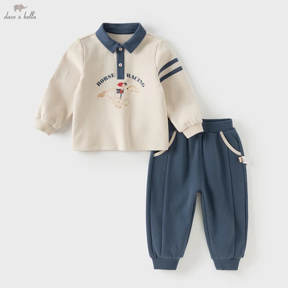 Dave Bella Children Autumn Spring Polo T-shirt Trousers Suits Boys Pullover+Pant 2Pcs Sets Costume Tracksuits Clothes DB3253484