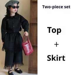 Girls Clothing Set White Elegant Vintage Floral Collar Blouse Fringe Hem Culottes 2-piece Autumn Teen Kids Bohemian Outfits 12 Y