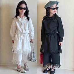 Girls Clothing Set White Elegant Vintage Floral Collar Blouse Fringe Hem Culottes 2-piece Autumn Teen Kids Bohemian Outfits 12 Y