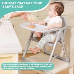 3-in-1 Portable Booster Seat Dining, Adjustable Foldable High Chair with Double-Layer Dinner Plate, Convertible High Chair(Grey)