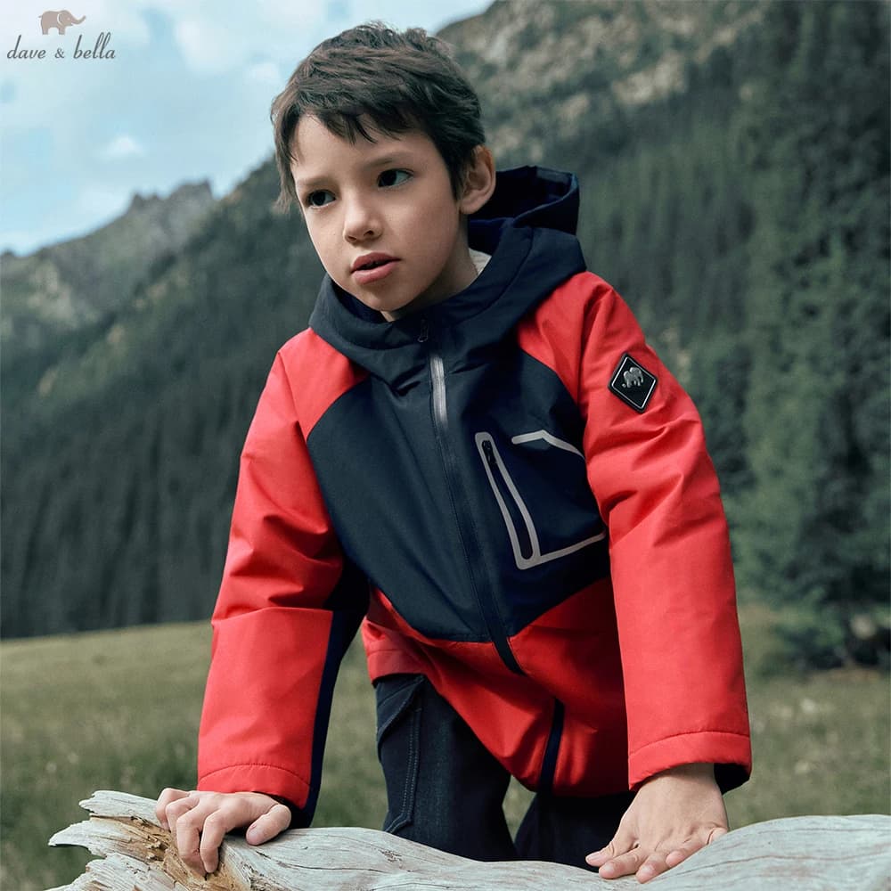 Dave Bella Boys Winter Autumn Warm Windproof Jacket Children Waterproof Hoodie Polar Fleece Outerwear Kids Clothing DK4254673