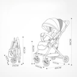 2026 New High-view Baby Stroller, Can Sit or Lie Down, One-button Easy Folding High-view Newborn Baby Umbrella Stroller