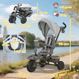 Aiyaplay 6 in 1 Foldable Evolutionary Tricycle for 1-5 Years Rotating Seat