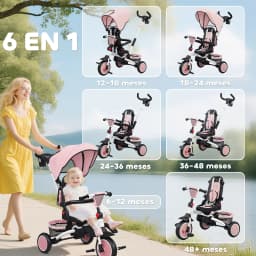 Aiyaplay 6 in 1 Foldable Evolutionary Tricycle for 1-5 Years Rotating Seat