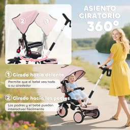 Aiyaplay 6 in 1 Foldable Evolutionary Tricycle for 1-5 Years Rotating Seat