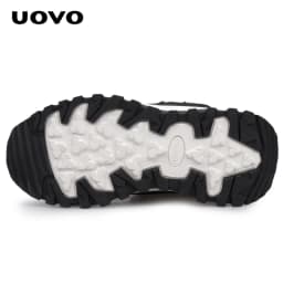 Uovo Kids Water-Resistant Black Boots, Plush Fleece Lining, Non-Slip Outsole, EU Sizes 31-39
