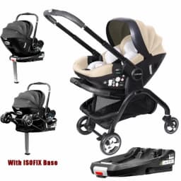 4in1 Baby Stroller, Children's Car Seat Luxurious Newborn Portable Lightweight Baby Carriage with ISOFIX Base