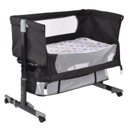 3-in-1 Baby Co-Sleeping Crib with Mattress, Baby Bed, Folding Newborn Crib with Adjustable Height, Incline, Wheels with Brake