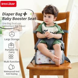 Fashion 2-IN-1 Seat Suit Multi-functional Anti-slip Booster Seat +Diaper Bag Portable Dining Chair Seat Cushion Convenient 1-3Y