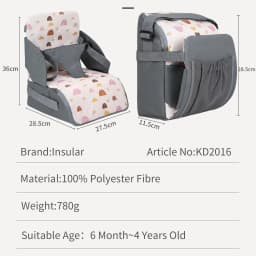 Fashion 2-IN-1 Seat Suit Multi-functional Anti-slip Booster Seat +Diaper Bag Portable Dining Chair Seat Cushion Convenient 1-3Y