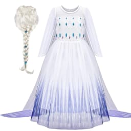 2026 Girls Cospaly Elsa White Elegant Princess Beautiful Dress Birthday Holiday Party Carnival Gift Clothing + Accessories Set