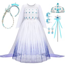 2026 Girls Cospaly Elsa White Elegant Princess Beautiful Dress Birthday Holiday Party Carnival Gift Clothing + Accessories Set