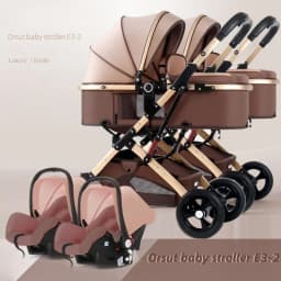 3-in-1 Twin Baby Stroller with Car Seat,portable Foldable Baby Stroller High View Newborn Baby Stroller Can Sit and Lie