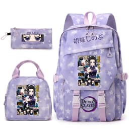 Demon Slayer Shinobu Kocho Anime Print Student Backpack Lunch Bag Pencil Case Set for Girls Cute School Supplies