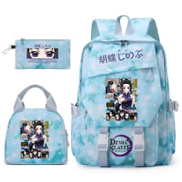 Demon Slayer Shinobu Kocho Anime Print Student Backpack Lunch Bag Pencil Case Set for Girls Cute School Supplies