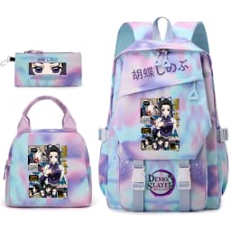 Demon Slayer Shinobu Kocho Anime Print Student Backpack Lunch Bag Pencil Case Set for Girls Cute School Supplies