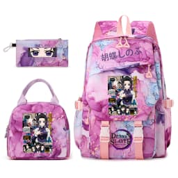 Demon Slayer Shinobu Kocho Anime Print Student Backpack Lunch Bag Pencil Case Set for Girls Cute School Supplies