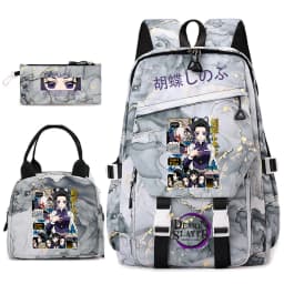Demon Slayer Shinobu Kocho Anime Print Student Backpack Lunch Bag Pencil Case Set for Girls Cute School Supplies