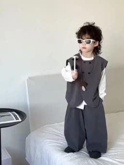 Autumn Fashion Baby Boys Waistcoat Gray Vest+Tshirts+Loose Pants 3pcs Children Set Casual Streetwear Handsome Suit