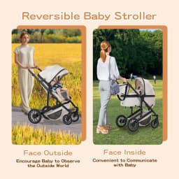 3 in 1 Baby Stroller High Landscape Foldable Pushchair Reclining Seat for Newborn to Toddler Travel System Bassinet Car Seat