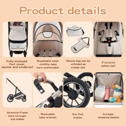 3 in 1 Baby Stroller High Landscape Foldable Pushchair Reclining Seat for Newborn to Toddler Travel System Bassinet Car Seat