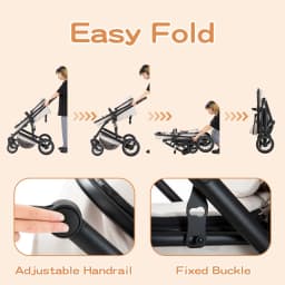 3 in 1 Baby Stroller High Landscape Foldable Pushchair Reclining Seat for Newborn to Toddler Travel System Bassinet Car Seat