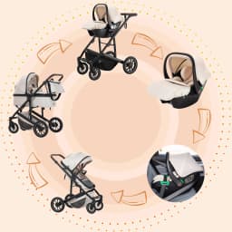 3 in 1 Baby Stroller High Landscape Foldable Pushchair Reclining Seat for Newborn to Toddler Travel System Bassinet Car Seat