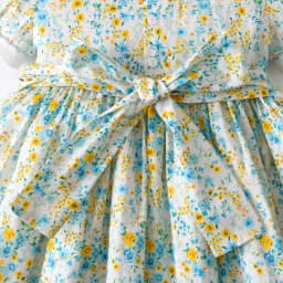 Vintage Floral Hand Smocked Short Sleeve Girl Dress Peter Pan Collar Fashion Kids Girls Dresses Summer Clothing For Baby 2026
