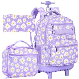 Rolling Backpack for Womens and Mens, Adults Wheeled Bookbag with Lunch Box for Girls and Boys.