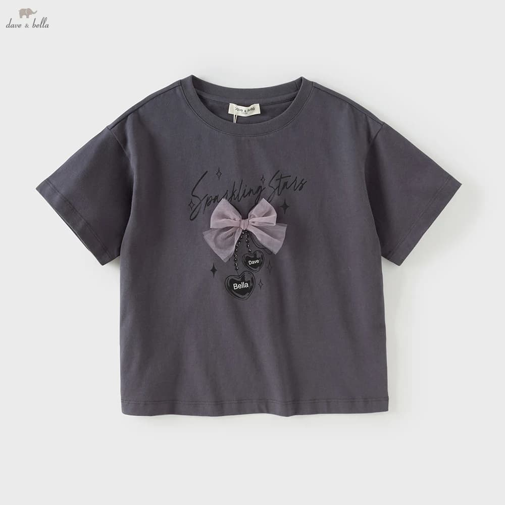 Dave Bella Girl Summer Printed T-shirts Kids Cartoon Tees Children Short Sleeve Cotton Tops Casual Outdoor Clothes DK2261505