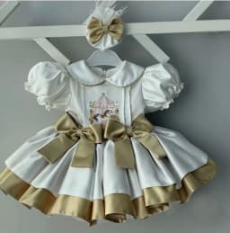 0-12Y Baby Girl Summer Beige Carousel Embroidery Vintage Princess Dress for Birthday Photography Holiday Eid B564