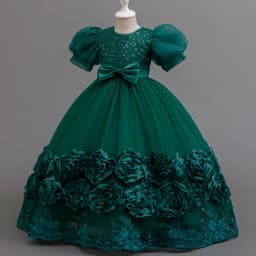 Flower Girl Party Dresses Girls' Long Dress for Wedding Gown 4-12 Years Sequins