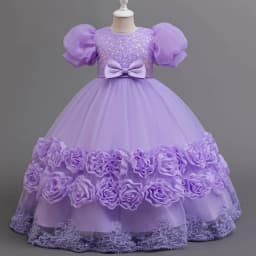 Flower Girl Party Dresses Girls' Long Dress for Wedding Gown 4-12 Years Sequins