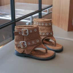 Little Girls Buckle Strap Ankle Boots Sandals 2026 New Summer Kids Flip Beach Shoes Non-slip Simple Boho Style Party Daily Wear