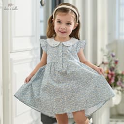 Dave Bella Girls Dresses Summer Kids Pure Cotton Dress Children Clothes Elegant Floral Print Princess Cute Charm Party DB2262345