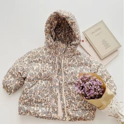 Winter Infant Baby Girl Parka Cotton Padded Floral Printed Toddler Hooded Jacket Thicken Windproof Outerwear for Little Kids