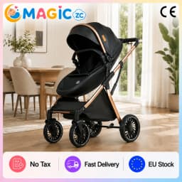 3 in 1 Baby Stroller Eggshell Design with Reversible Seat Adjustable Canopy Aluminum Frame Baby Travel System Baby Pram for Newborn to Toddler with Foldable Shock Absorbing Wheels for City Walks Shopping Trips and Family Travel