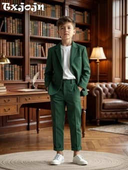 Txjojn New Boys Casual Suits 2 Pieces Jacket Pants School Activities Wear Handsome Homecoming Suit Set Performance Tuxedo 2-20T