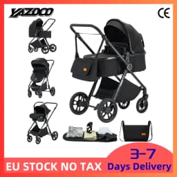 3 In 1 Newborn High View Baby Stroller Set Including Infant Safety Car Seat, Ultra Light Portable Aluminum Frame, Ventilated Sweat-Proof Summer Seat, Automatic Quick Fold Infant Pushchair, Multi-Angle Lie Flat Baby Pram, Compact Travel Carriage With Shock