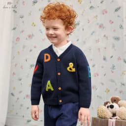 Dave Bella Sweater For Boys Children Autumn Clothing Cardigan Sweater Topcoat Spring Casual Navy Fashion Letter Gentle DB3262895