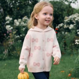 Dave Bella Sweater Autumn Sweater Cardigan Children Clothing Bow Girls Spring Coats Hoodie Casual Elegant Pink Fashion DB3262926