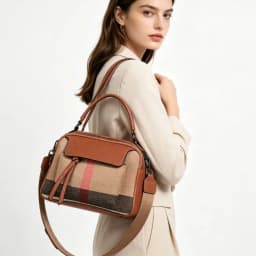 Classic Elegant Leather Crossbody Diaper Bag: Luxury Women's Handbag With Vintage Designer Look And Large Capacity Messenger
