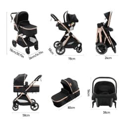 Newborn Baby Stroller Pram Lightweight Foldable Compact Reversible Travel Stroller High Landscape Four Wheel Buggy Large Storage Basket One Foot Brake Breathable Canopy Aluminum Frame Easy Push Easy Fold for Infant Toddler Daily Use and Travel