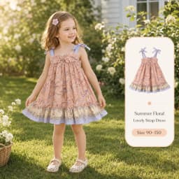 baby girls Flower dress 2026 Summer Cute rural style kids spaghetti strap dress Party dance dress children floral princess dress