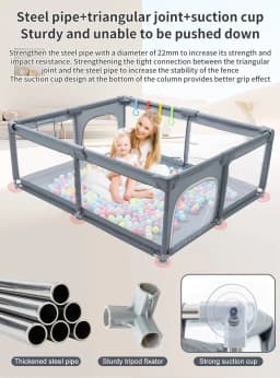 All-in-One Large Baby Play Yard Soft Shock Absorbing Padding Integrated Ball Pit Safety Playpen Indoor Outdoor Multi-Scene Toddler Activity Center For 0-5 Years Old Baby Home Garden Daily Use