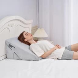 Incline Bed Pillow, Adjustable Orthopedic Triangular Pillow, Foam Filling, Washable Cover, Bed Reading Pillow for Acid Reflux, Back, Leg, Neck Pain Relief, Light Gray
